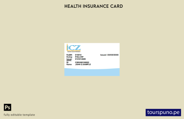 Plantilla de tarjeta de seguro médico de Zimbabwe lista para imprimir